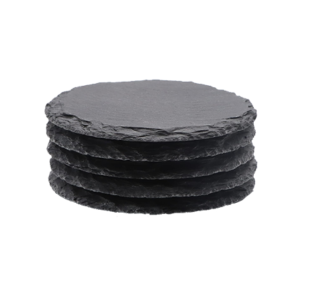 Stone Slate Coaster Round Black 5pcs