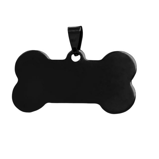 Black Stainless Steel Blank Dog Bone Pet Tag (10pcs)