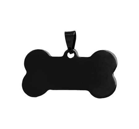 Black Stainless Steel Blank Dog Bone Pet Tag (10pcs)
