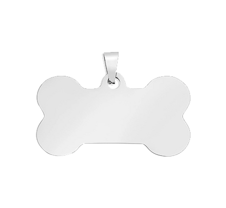 Silver Stainless Steel Blank Dog Bone Pet Tag (10pcs)